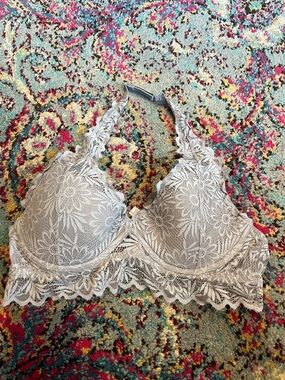 Lace Floral Push-Up Bralette - Cream